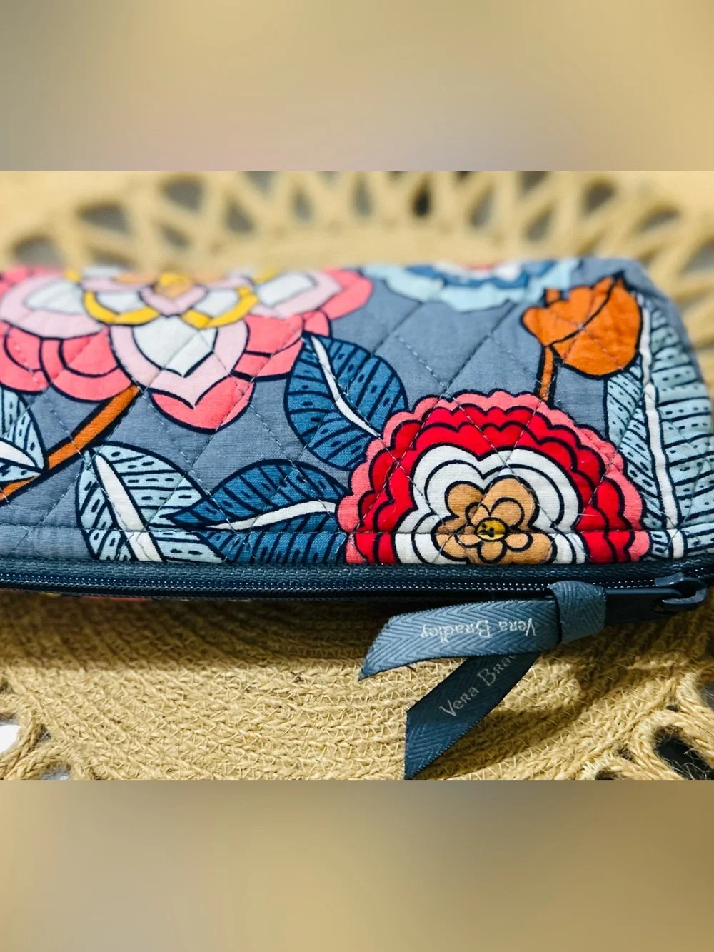 Vera Bradley quilted  cotton  accessory pouch -“Tropical Evening